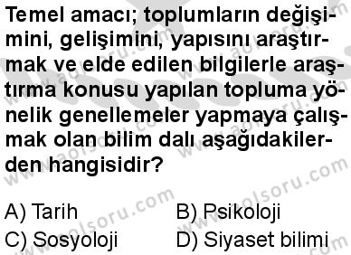 Seçmeli Sosyoloji 1 Dersi 2025-2026 yılı 2. Dönem sınavı 1. Soru