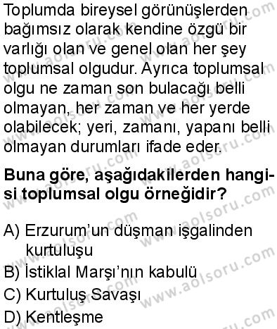 Seçmeli Sosyoloji 1 Dersi 2025-2026 yılı 2. Dönem sınavı 2. Soru