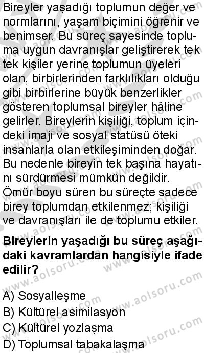 Seçmeli Sosyoloji 1 Dersi 2025-2026 yılı 2. Dönem sınavı 4. Soru