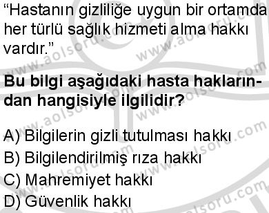 Sağlık Bilgisi ve Trafik Kültürü 1 Dersi 2025-2026 yılı 2. Dönem sınavı 2. Soru