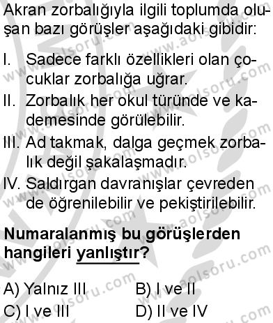 Sağlık Bilgisi ve Trafik Kültürü 1 Dersi 2025-2026 yılı 2. Dönem sınavı 6. Soru
