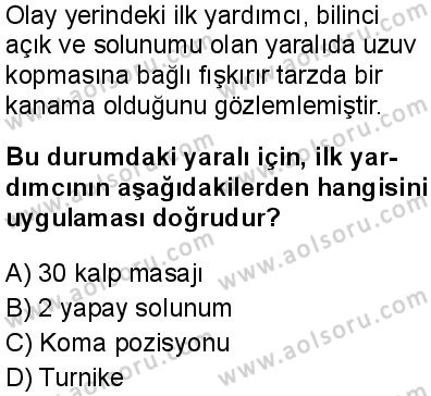 Sağlık Bilgisi ve Trafik Kültürü 1 Dersi 2025-2026 yılı 2. Dönem sınavı 8. Soru