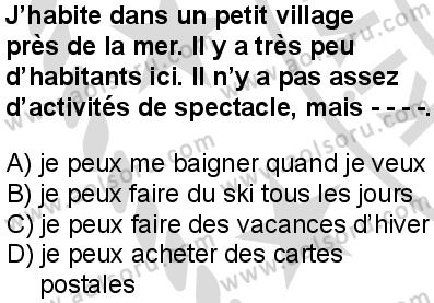 Fransızca 4 Dersi 2025-2026 yılı 2. Dönem sınavı 9. Soru