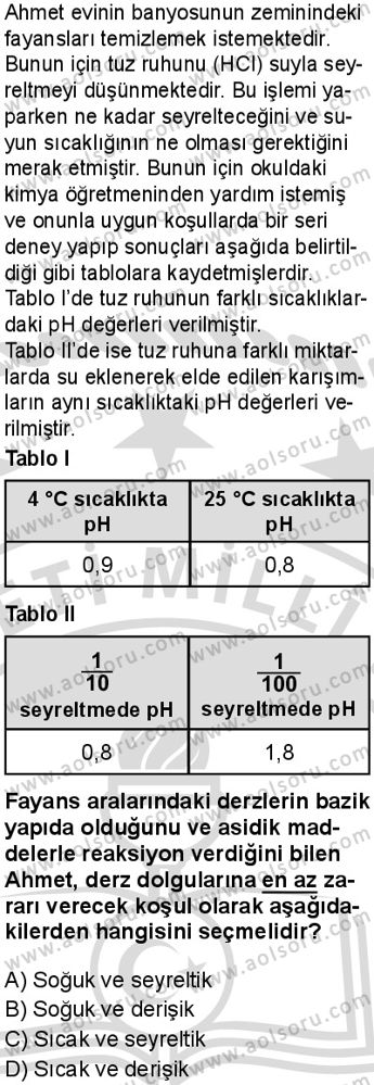Kimya 1 Dersi 2025-2026 yılı 2. Dönem sınavı 1. Soru