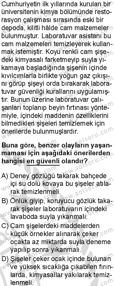 Kimya 1 Dersi 2025-2026 yılı 2. Dönem sınavı 2. Soru