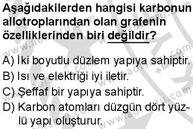 Seçmeli Kimya 3 Dersi 2025-2026 yılı 2. Dönem sınavı 6. Soru