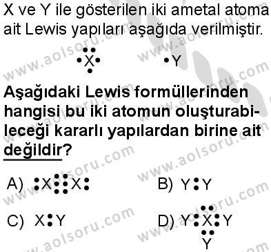 Seçmeli Kimya 3 Dersi 2025-2026 yılı 2. Dönem sınavı 7. Soru