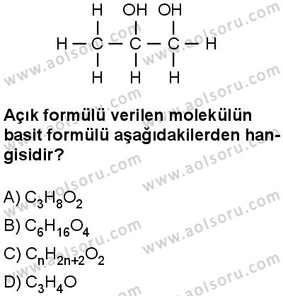 Seçmeli Kimya 3 Dersi 2025-2026 yılı 2. Dönem sınavı 8. Soru
