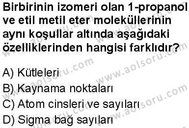 Seçmeli Kimya 4 Dersi 2025-2026 yılı 2. Dönem sınavı 2. Soru
