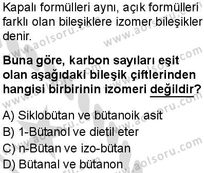 Seçmeli Kimya 4 Dersi 2025-2026 yılı 2. Dönem sınavı 3. Soru