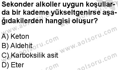 Seçmeli Kimya 4 Dersi 2025-2026 yılı 2. Dönem sınavı 9. Soru