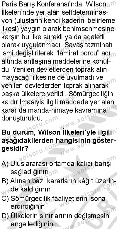 Seçmeli Çağdaş Türk ve Dünyası Tarihi 1 Dersi 2025-2026 yılı 2. Dönem sınavı 1. Soru
