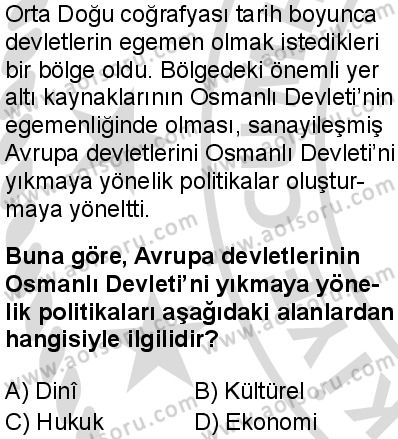 Seçmeli Çağdaş Türk ve Dünyası Tarihi 1 Dersi 2025-2026 yılı 2. Dönem sınavı 2. Soru