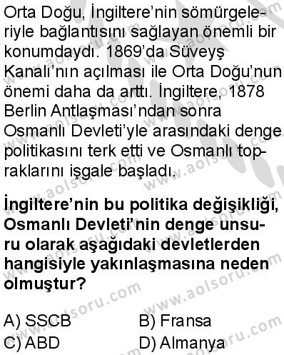 Seçmeli Çağdaş Türk ve Dünyası Tarihi 1 Dersi 2025-2026 yılı 2. Dönem sınavı 3. Soru