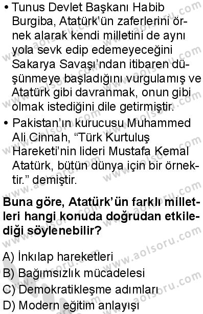Seçmeli Çağdaş Türk ve Dünyası Tarihi 1 Dersi 2025-2026 yılı 2. Dönem sınavı 8. Soru