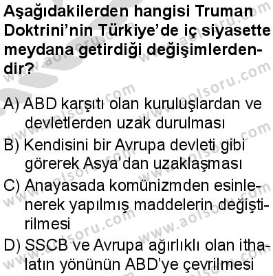 Seçmeli Çağdaş Türk ve Dünyası Tarihi 1 Dersi 2025-2026 yılı 2. Dönem sınavı 10. Soru