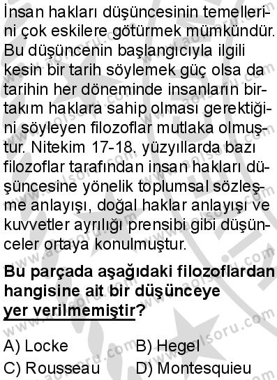 Seçmeli Demokrasi ve İnsan Hakları 1 Dersi 2025-2026 yılı 2. Dönem sınavı 3. Soru