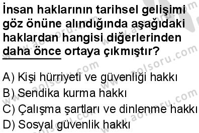 Seçmeli Demokrasi ve İnsan Hakları 1 Dersi 2025-2026 yılı 2. Dönem sınavı 4. Soru