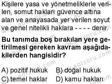 Seçmeli Demokrasi ve İnsan Hakları 1 Dersi 2025-2026 yılı 2. Dönem sınavı 5. Soru