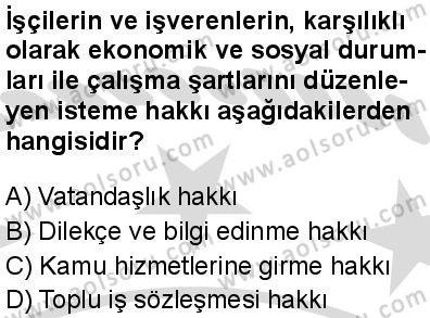 Seçmeli Demokrasi ve İnsan Hakları 1 Dersi 2025-2026 yılı 2. Dönem sınavı 6. Soru