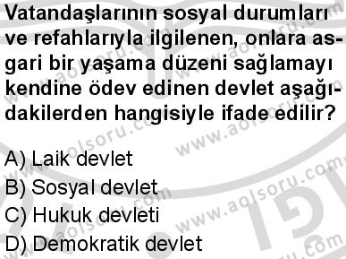 Seçmeli Demokrasi ve İnsan Hakları 1 Dersi 2025-2026 yılı 2. Dönem sınavı 8. Soru
