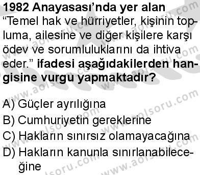 Seçmeli Demokrasi ve İnsan Hakları 1 Dersi 2025-2026 yılı 2. Dönem sınavı 9. Soru