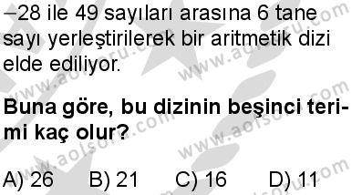 Seçmeli Matematik 3 Dersi 2025-2026 yılı 2. Dönem sınavı 6. Soru