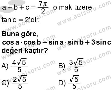 Seçmeli Matematik 3 Dersi 2025-2026 yılı 2. Dönem sınavı 7. Soru