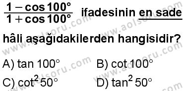 Seçmeli Matematik 3 Dersi 2025-2026 yılı 2. Dönem sınavı 8. Soru