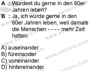Almanca 7 Dersi 2025-2026 yılı 2. Dönem sınavı 4. Soru