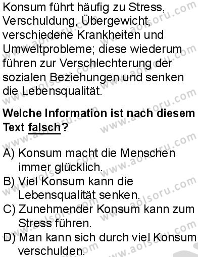 Almanca 7 Dersi 2025-2026 yılı 2. Dönem sınavı 5. Soru