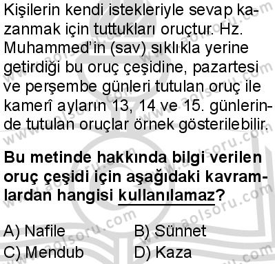 Fıkıh 2 Dersi 2025-2026 yılı 2. Dönem sınavı 2. Soru
