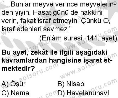 Fıkıh 2 Dersi 2025-2026 yılı 2. Dönem sınavı 3. Soru