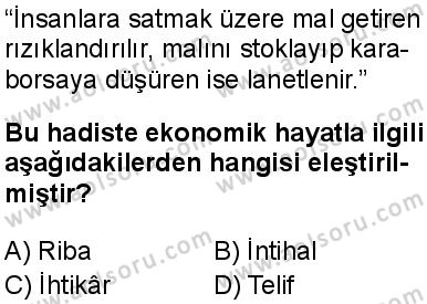 Fıkıh 2 Dersi 2025-2026 yılı 2. Dönem sınavı 8. Soru