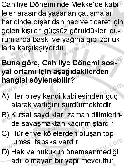 Seçmeli Peygamberimizin Hayatı 1 Dersi 2025-2026 yılı 2. Dönem sınavı 3. Soru