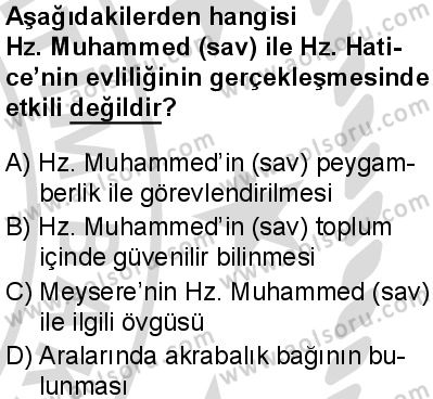 Seçmeli Peygamberimizin Hayatı 1 Dersi 2025-2026 yılı 2. Dönem sınavı 9. Soru