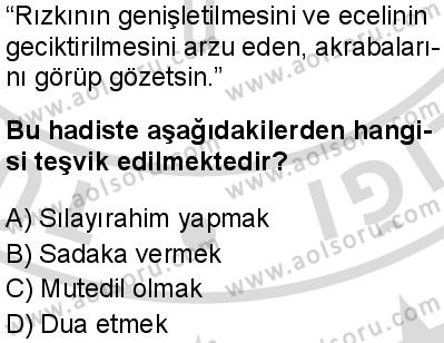 Seçmeli Peygamberimizin Hayatı 6 Dersi 2025-2026 yılı 2. Dönem sınavı 7. Soru