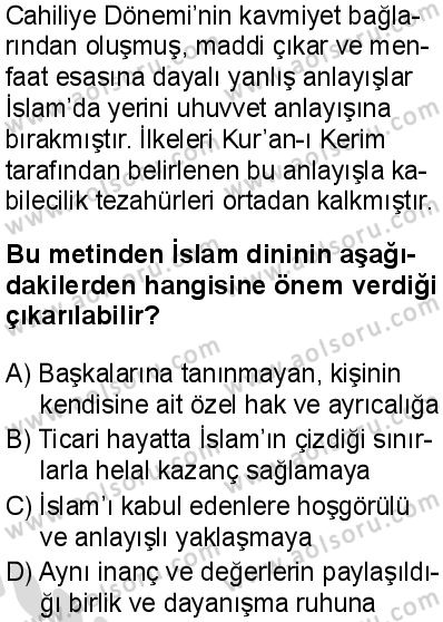 Seçmeli Peygamberimizin Hayatı 6 Dersi 2025-2026 yılı 2. Dönem sınavı 9. Soru