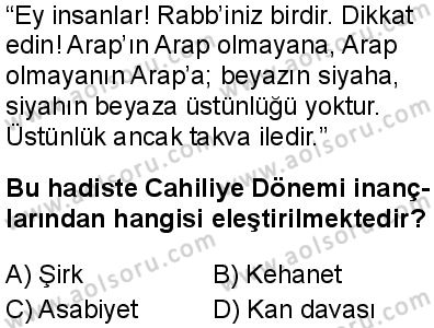 Seçmeli Peygamberimizin Hayatı 8 Dersi 2025-2026 yılı 2. Dönem sınavı 2. Soru