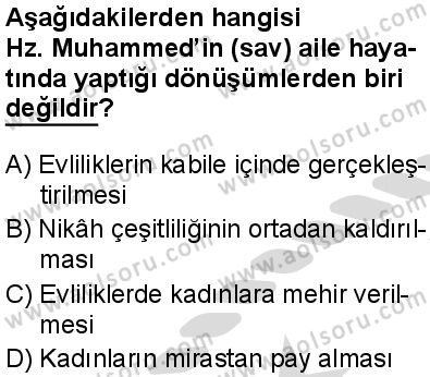 Seçmeli Peygamberimizin Hayatı 8 Dersi 2025-2026 yılı 2. Dönem sınavı 3. Soru