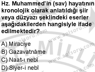 Seçmeli Peygamberimizin Hayatı 8 Dersi 2025-2026 yılı 2. Dönem sınavı 8. Soru