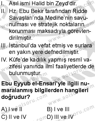 Seçmeli Peygamberimizin Hayatı 8 Dersi 2025-2026 yılı 2. Dönem sınavı 10. Soru