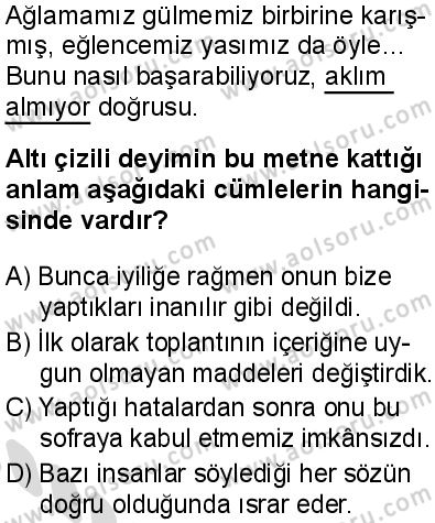 Türk Dili ve Edebiyatı 1 Dersi 2025-2026 yılı 2. Dönem sınavı 1. Soru
