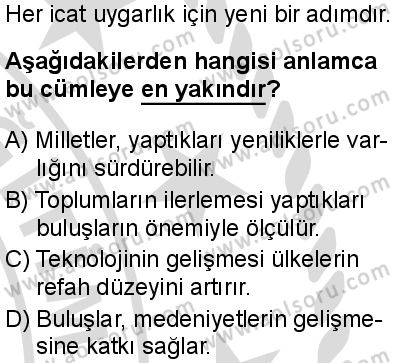 Türk Dili ve Edebiyatı 1 Dersi 2025-2026 yılı 2. Dönem sınavı 2. Soru