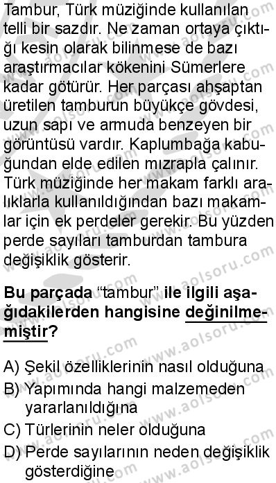 Türk Dili ve Edebiyatı 1 Dersi 2025-2026 yılı 2. Dönem sınavı 3. Soru