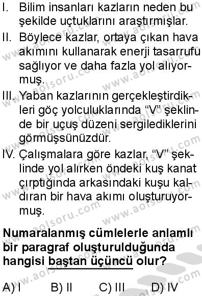 Türk Dili ve Edebiyatı 1 Dersi 2025-2026 yılı 2. Dönem sınavı 4. Soru