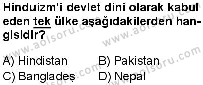 Dinler Tarihi 2 Dersi 2025-2026 yılı 2. Dönem sınavı 1. Soru