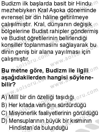 Dinler Tarihi 2 Dersi 2025-2026 yılı 2. Dönem sınavı 2. Soru