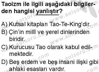 Dinler Tarihi 2 Dersi 2025-2026 yılı 2. Dönem sınavı 5. Soru
