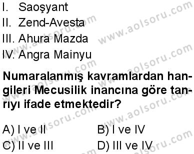 Dinler Tarihi 2 Dersi 2025-2026 yılı 2. Dönem sınavı 6. Soru